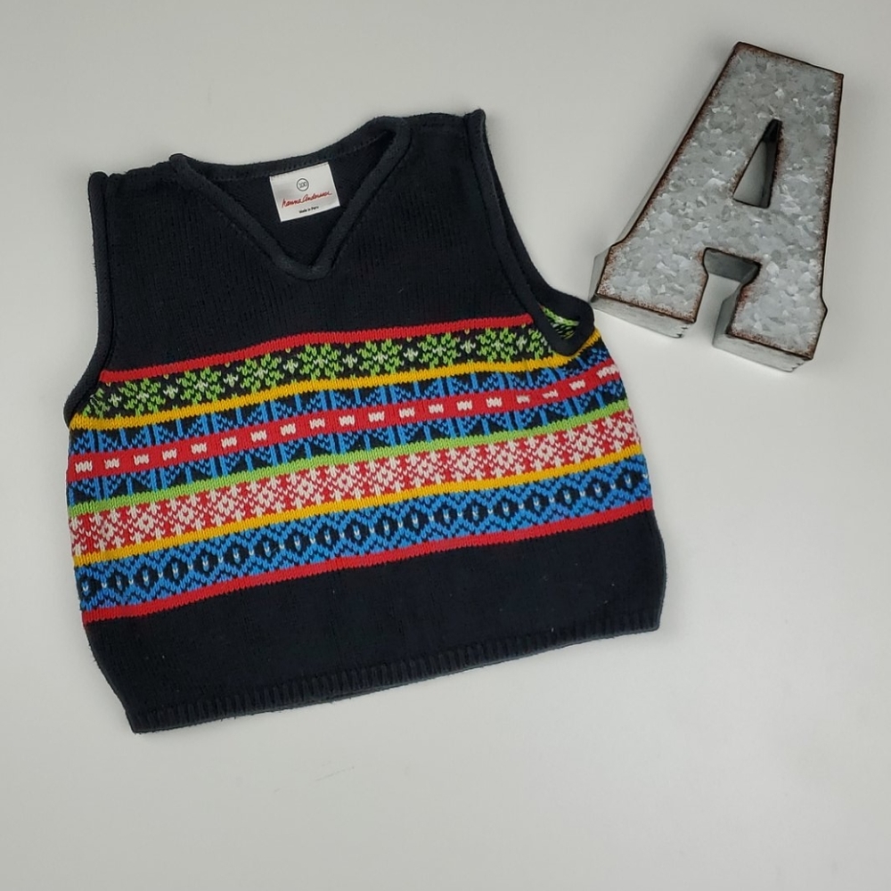 Hanna Andersson Sweater Vest Cotton Knit Stripe